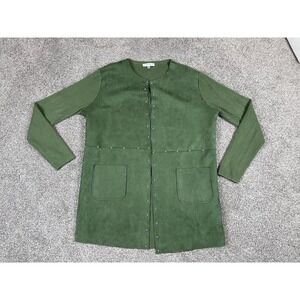 Sioni Sweater Womens Large Cardigan Studded Faux Suede Lagenlook Casual Edgy Top